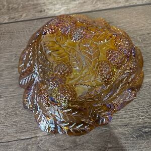 Carnival Glass Bowl Loganberry & Leaf by Indiana Glass Co. 7"